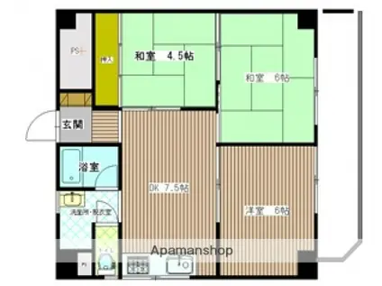 第2西村ビル(3DK/4階)の間取り写真