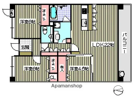 ルミナスサンシャーレ古江東(3LDK/8階)の間取り写真