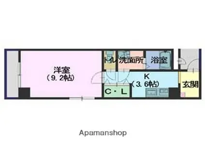 プレリジェール山手(1K/1階)の間取り写真