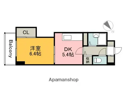 AZALEA中広(1DK/3階)の間取り写真