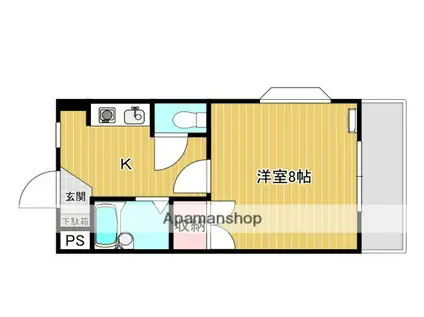 クレール谷本(1K/2階)の間取り写真