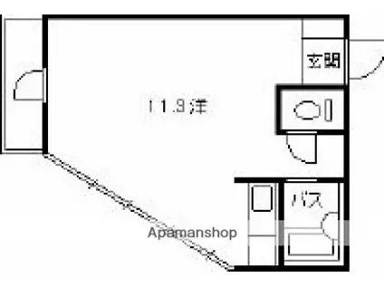 カナディアンおみかどB棟(ワンルーム/2階)の間取り写真