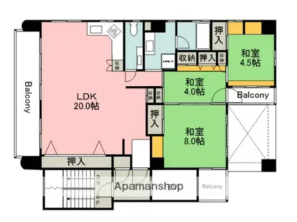 藤グリーンマンション(3LDK/6階)の間取り写真