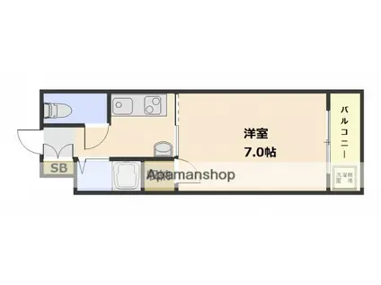 ラ・メゾン峰(1K/2階)の間取り写真
