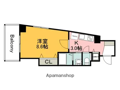 クレスト池之子(1K/6階)の間取り写真