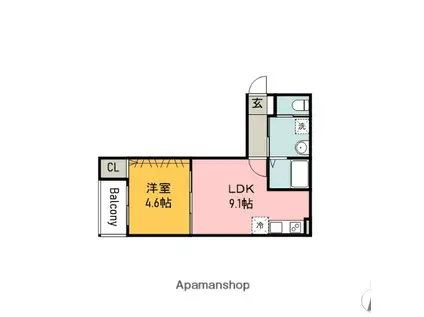 PEACE Ⅰ(1LDK/2階)の間取り写真