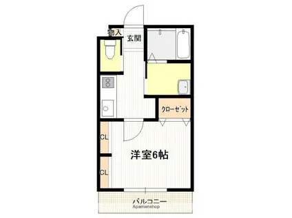 スカーレット海老園(1K/3階)の間取り写真