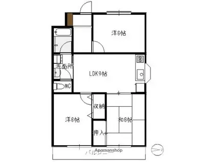 メゾン隅の浜(3LDK/2階)の間取り写真
