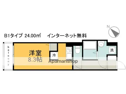 LE DOME地御前(1K/3階)の間取り写真
