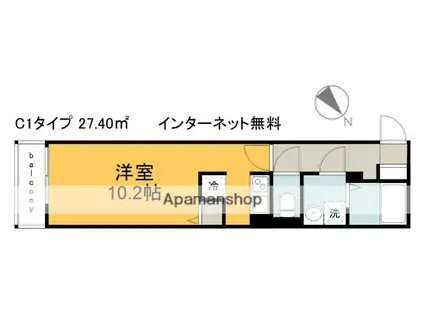 LE DOME地御前(1K/2階)の間取り写真