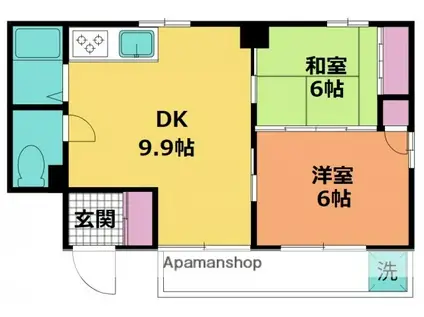 高橋ビル(2DK/2階)の間取り写真