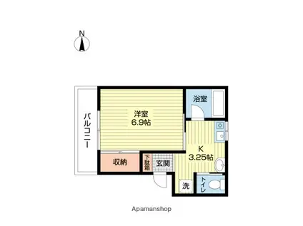 ウエスト VILLAGE(1K/2階)の間取り写真