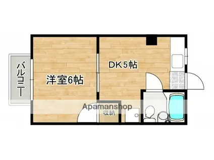 レビュートDOOM峰高(1DK/1階)の間取り写真