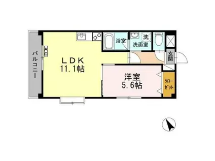 コンフォール空港通(1LDK/4階)の間取り写真