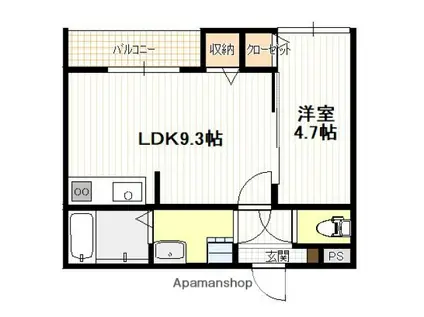 天神アパート(1LDK/1階)の間取り写真