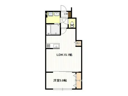 物見東2丁目アパート(1LDK/1階)の間取り写真