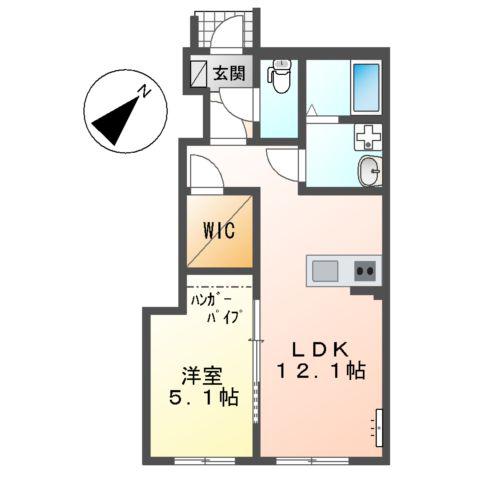 レミエ上平良(1LDK/1階)の間取り写真