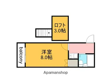 オレンジハウス坪井(1K/2階)の間取り写真