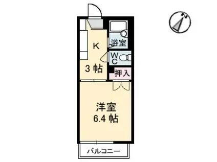 カーサ大成(1K/2階)の間取り写真