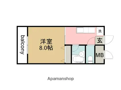 己斐西ハイム(1DK/2階)の間取り写真