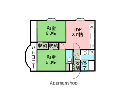 チェリス井口(2DK/1階)の間取り写真