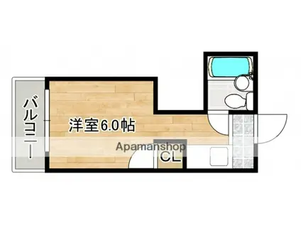 宇品コーポ(ワンルーム/4階)の間取り写真