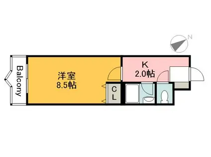 コンフォート祇園(1K/1階)の間取り写真