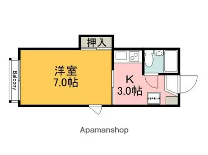 ウィング牛田(1K/1階)の間取り写真