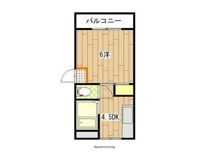 第2栗田ビル(1DK/3階)の間取り写真