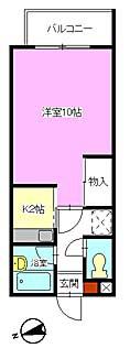 コンフォル井口(1K/2階)の間取り写真