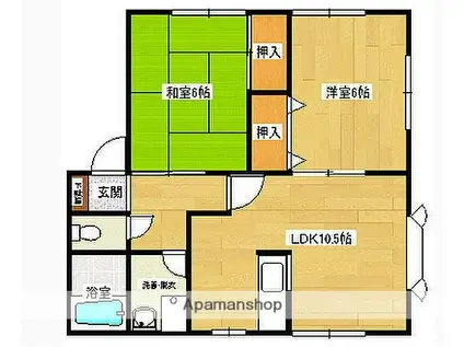アウリオン(2LDK/1階)の間取り写真