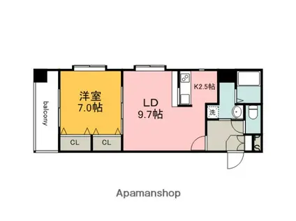 ベリーノ竹屋町(1LDK/5階)の間取り写真