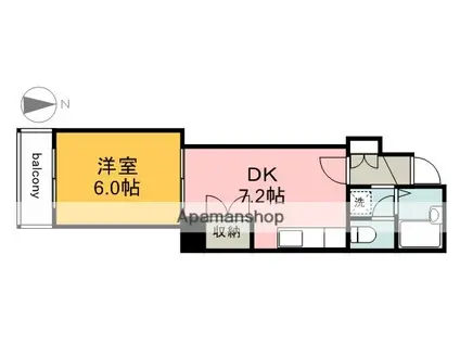 WELCOME舟入(1DK/2階)の間取り写真