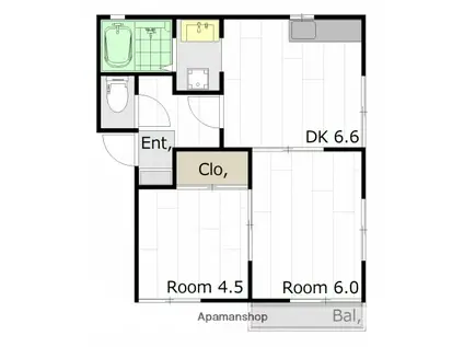フレグランス櫻井(2DK/1階)の間取り写真