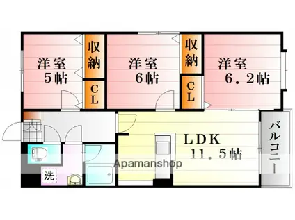 アセーラA館(3LDK/3階)の間取り写真
