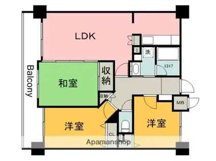 フローレンス光町(3LDK/5階)の間取り写真