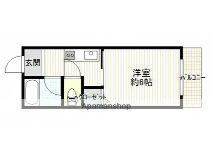 吉村ビル(1K/3階)の間取り写真