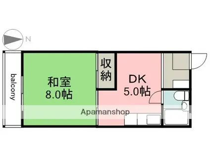 吉マンション(1DK/3階)の間取り写真