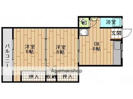 高島モータービル(2DK/3階)の間取り写真