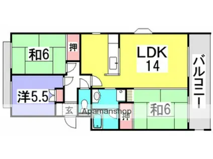アネックス井口(3LDK/4階)の間取り写真
