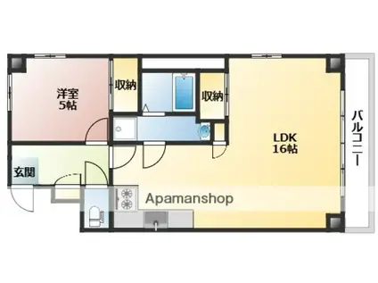 ビラ・シャレル(1LDK/5階)の間取り写真