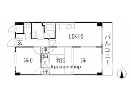 マスヒロビル(3LDK/5階)の間取り写真