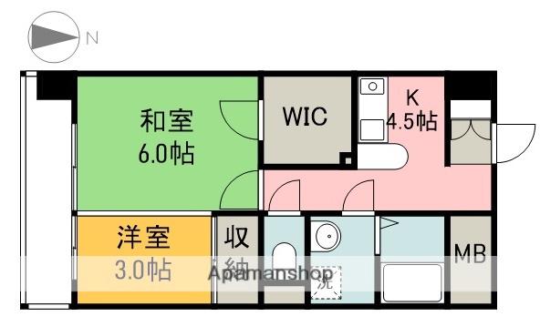 トランスコート御幸橋(1K/6階)の間取り写真