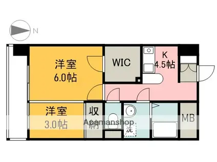 ディアメゾン御幸橋(1K/2階)の間取り写真