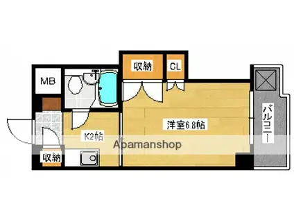 坪田ビル(1K/5階)の間取り写真