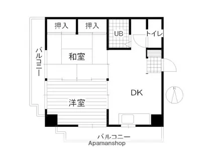 SKビル河原町(2DK/4階)の間取り写真