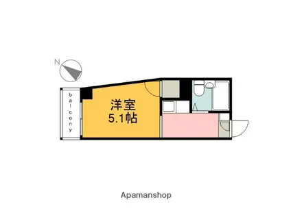 クオレマンションクサツ(ワンルーム/6階)の間取り写真