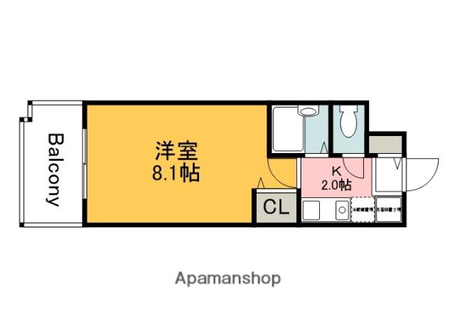 双葉ヒルズ堺町(1K/5階)の間取り写真