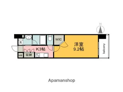 ロアール並木通(1K/4階)の間取り写真