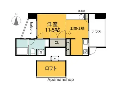 広島電鉄江波線 舟入幸町駅 徒歩2分 9階建 築21年(ワンルーム/4階)の間取り写真